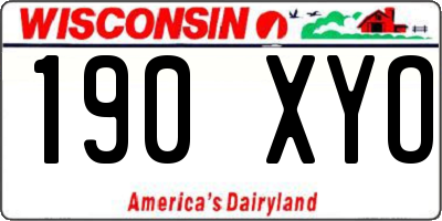 WI license plate 190XYO