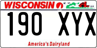 WI license plate 190XYX