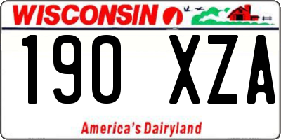 WI license plate 190XZA