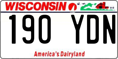 WI license plate 190YDN