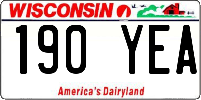 WI license plate 190YEA