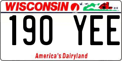 WI license plate 190YEE