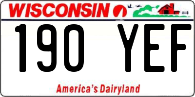 WI license plate 190YEF