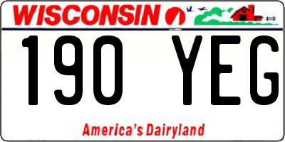 WI license plate 190YEG