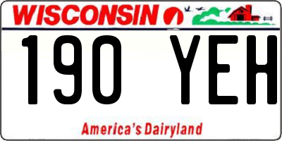 WI license plate 190YEH