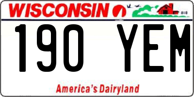 WI license plate 190YEM