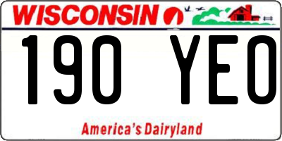 WI license plate 190YEO