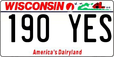 WI license plate 190YES