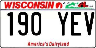 WI license plate 190YEV