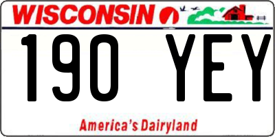 WI license plate 190YEY