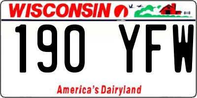 WI license plate 190YFW