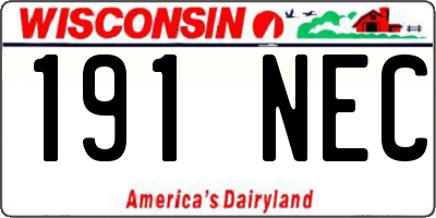 WI license plate 191NEC