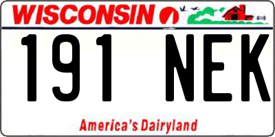 WI license plate 191NEK