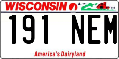 WI license plate 191NEM