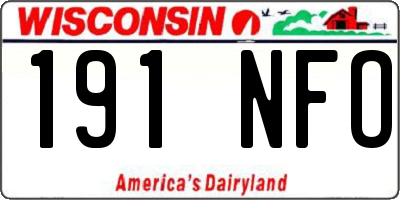 WI license plate 191NFO