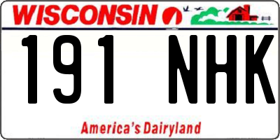WI license plate 191NHK