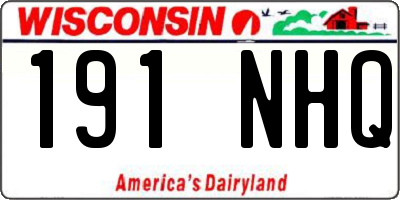 WI license plate 191NHQ