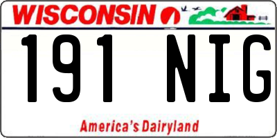 WI license plate 191NIG