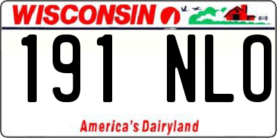 WI license plate 191NLO