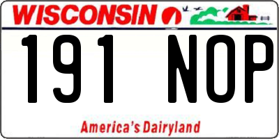 WI license plate 191NOP