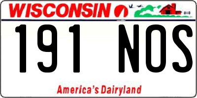 WI license plate 191NOS