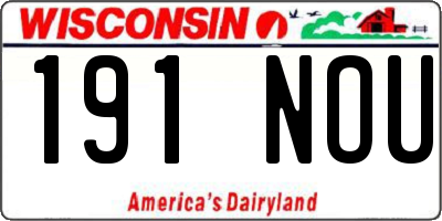 WI license plate 191NOU