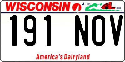 WI license plate 191NOV