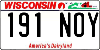 WI license plate 191NOY
