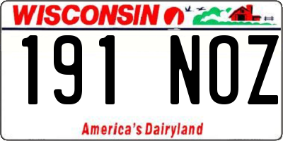 WI license plate 191NOZ
