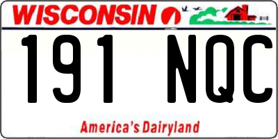 WI license plate 191NQC