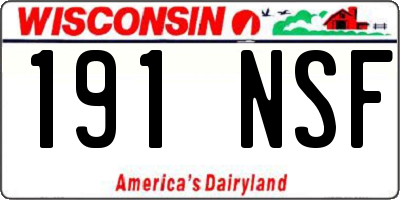 WI license plate 191NSF