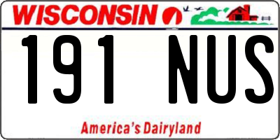 WI license plate 191NUS