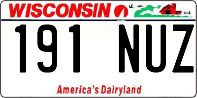 WI license plate 191NUZ