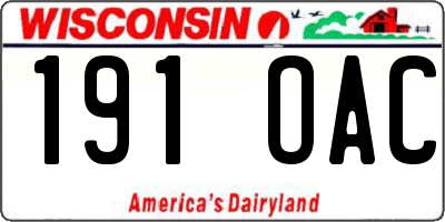 WI license plate 191OAC