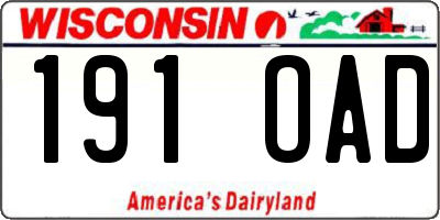 WI license plate 191OAD