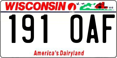 WI license plate 191OAF