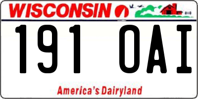 WI license plate 191OAI