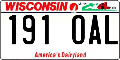 WI license plate 191OAL