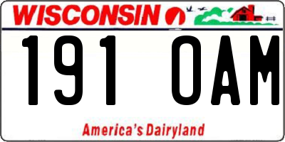WI license plate 191OAM
