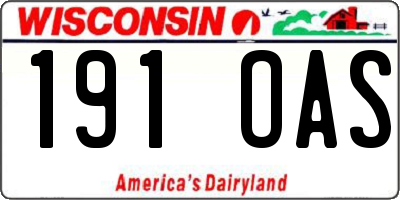 WI license plate 191OAS