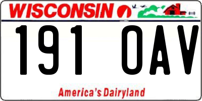 WI license plate 191OAV