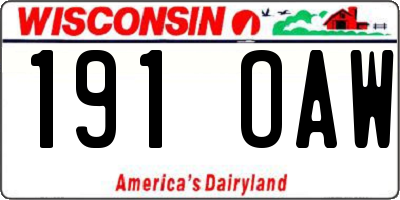 WI license plate 191OAW