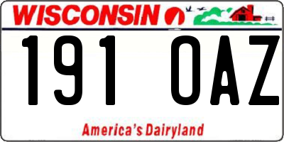 WI license plate 191OAZ