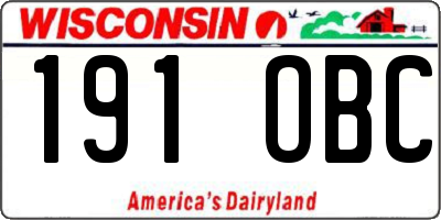 WI license plate 191OBC