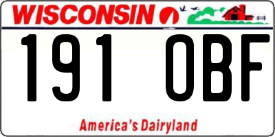 WI license plate 191OBF