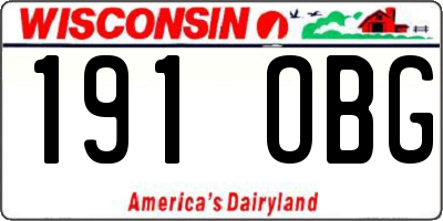 WI license plate 191OBG