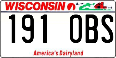WI license plate 191OBS