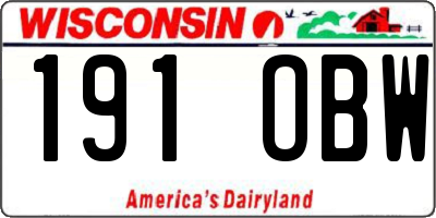 WI license plate 191OBW