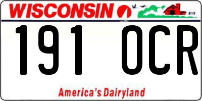 WI license plate 191OCR