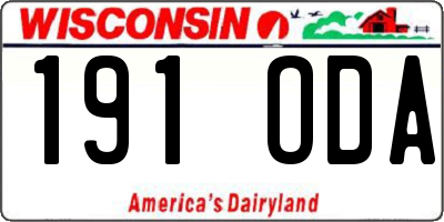 WI license plate 191ODA